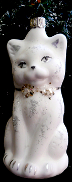 Matte White Cat Ornament by Old German Christmas