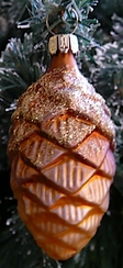 Gold Brown Pine Cone Ornament by Old German Christmas