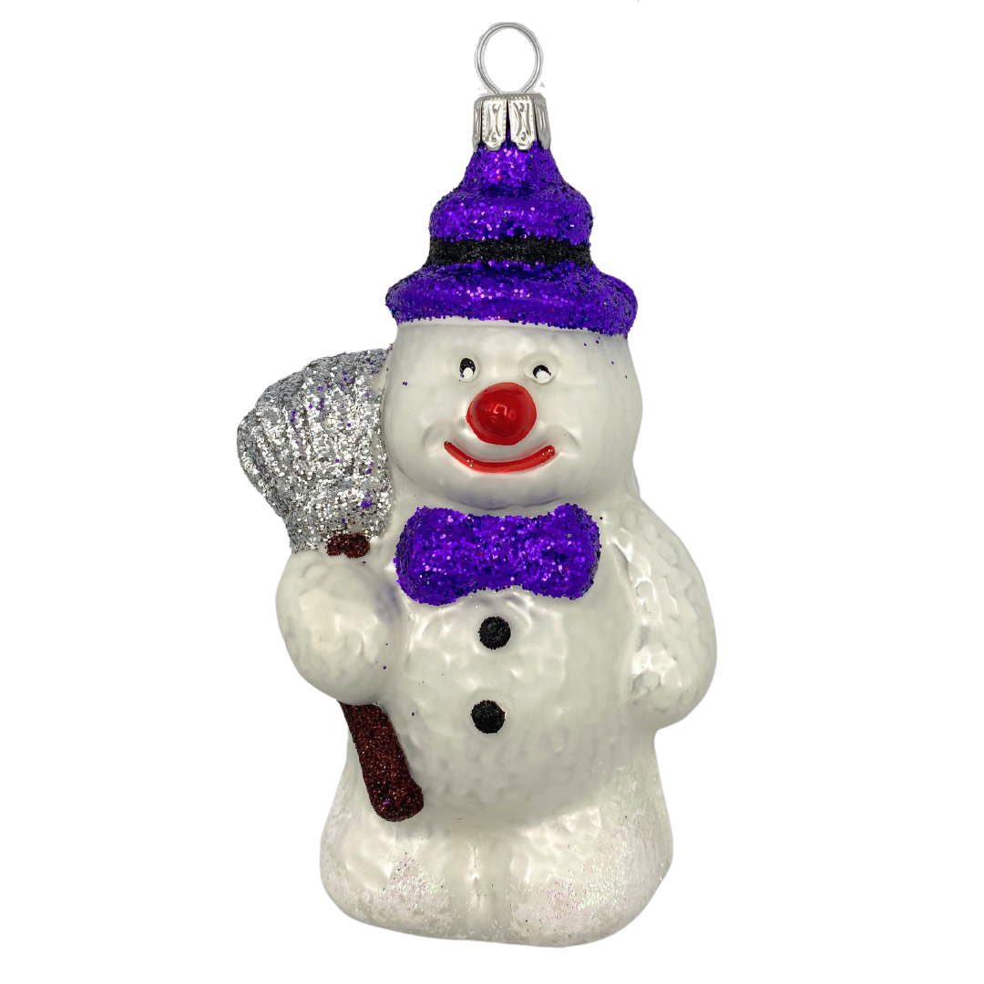 Snowman with broom, purple by Old German Christmas