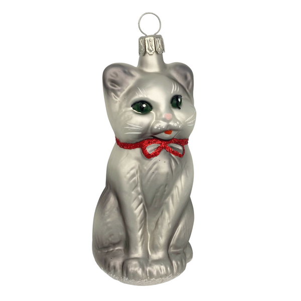 Silvery White Cat, Ornament by Old German Christmas