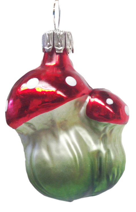Double Mushroom Ornament, shiny and matte by Old German Christmas
