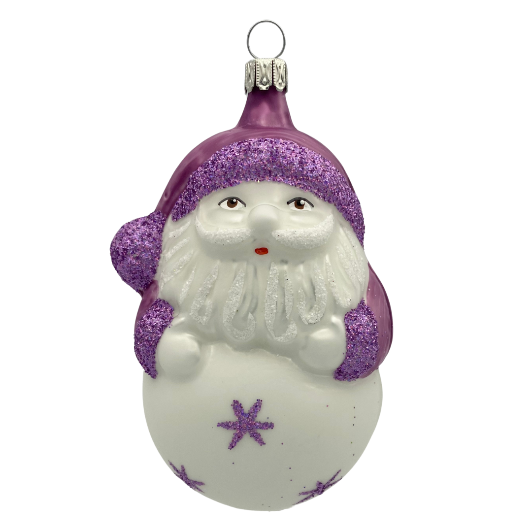 Lavender Santa on Starry Ball, Ornament by Old German Christmas