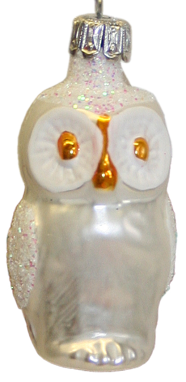 Mini White Owl Ornament by Old German Christmas