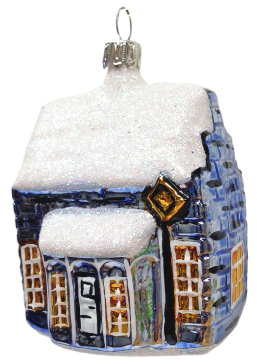 Blue & White House Ornament by Old German Christmas