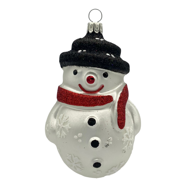Snowman with Snowflakes and Black Hat, Ornament by Old German Christmas