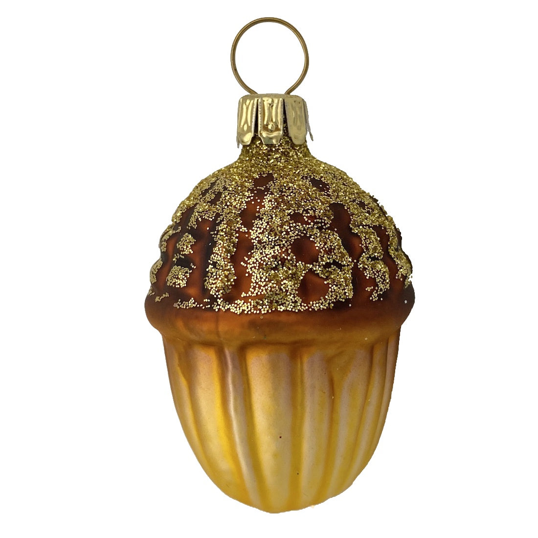 Gold with Brown Cap Acorn, Ornament by Old German Christmas