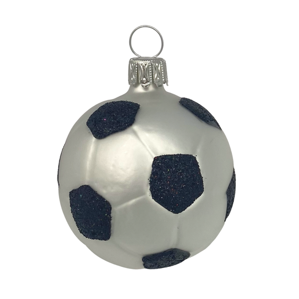 Soccer Ball black glitter by Old German Christmas