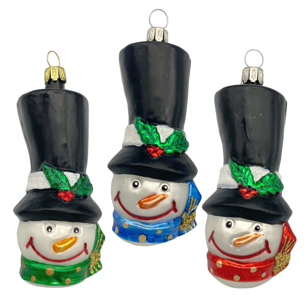 Snowman with Stovetop Hat and Scarf Ornament by Old German Christmas