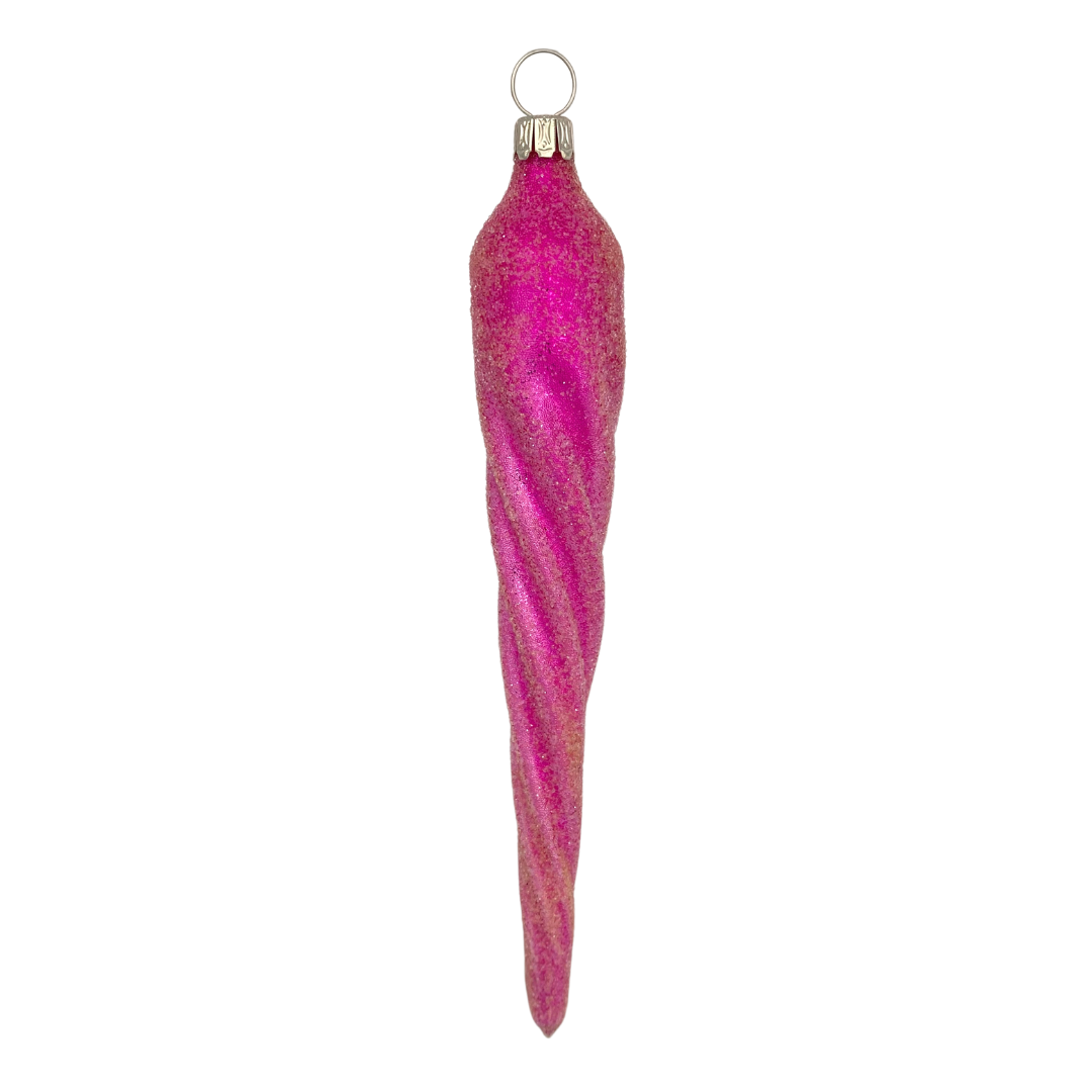 Pink Frosted Icicle by Old German Christmas
