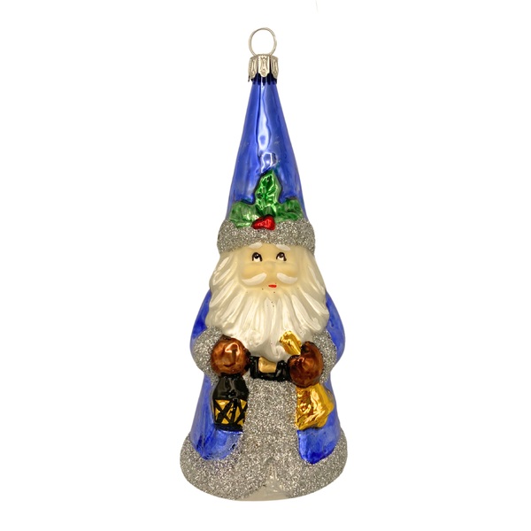Blue Santa with Lantern and Bell by Old German Christmas
