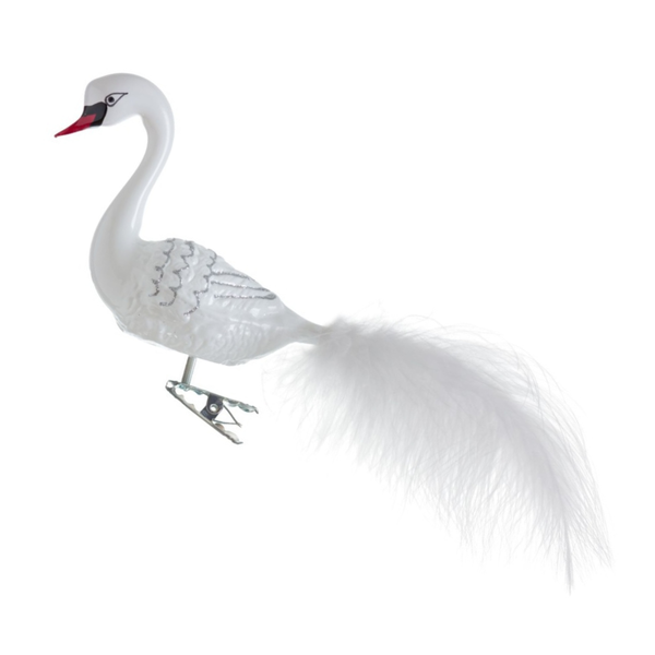 White Swan with Red Beak Ornament by Glas Bartholmes