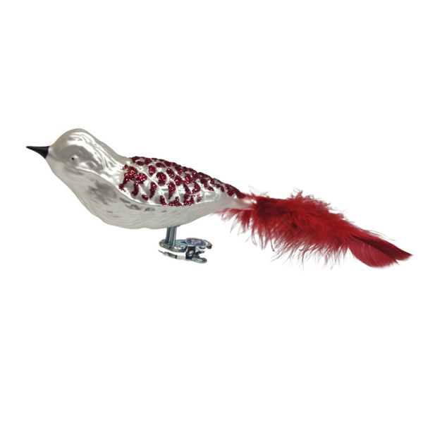 Waffle Pattern Bird, red and white by Glas Bartholmes