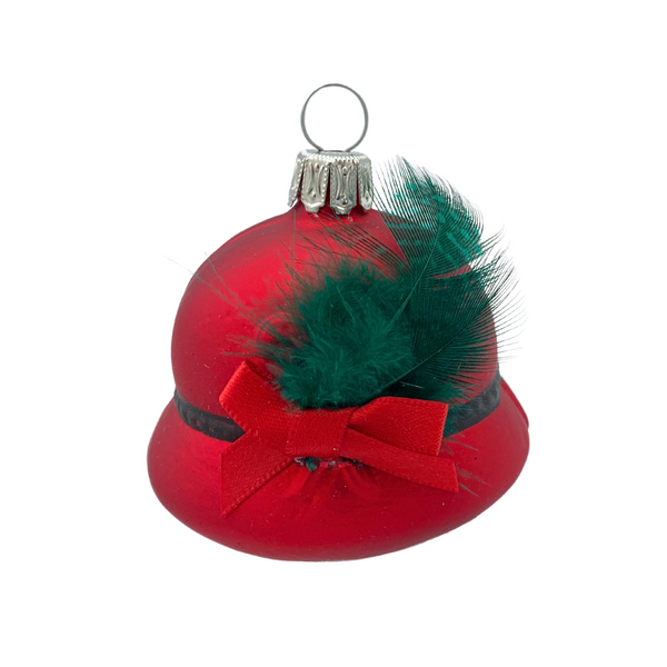 Ladies Bavarian Hat Ornament, red by Glas Bartholmes