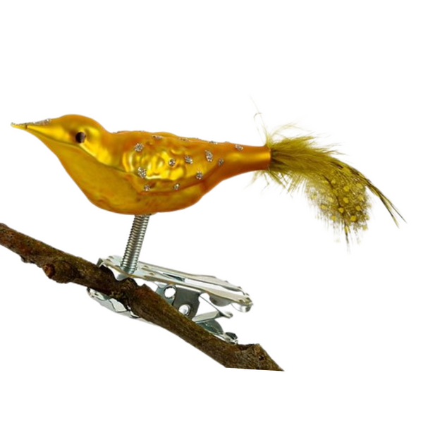 Matte Gold with Dots Mini Bird, Ornament by Glas Bartholmes