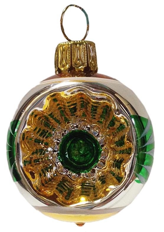 Mini Green and Gold Reflector Ornament by Glas Bartholmes