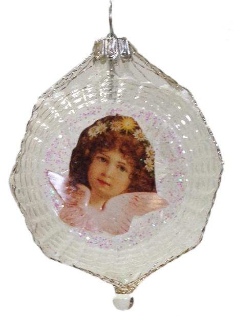 Transparent Ornament with Angel Face by Glas Bartholmes