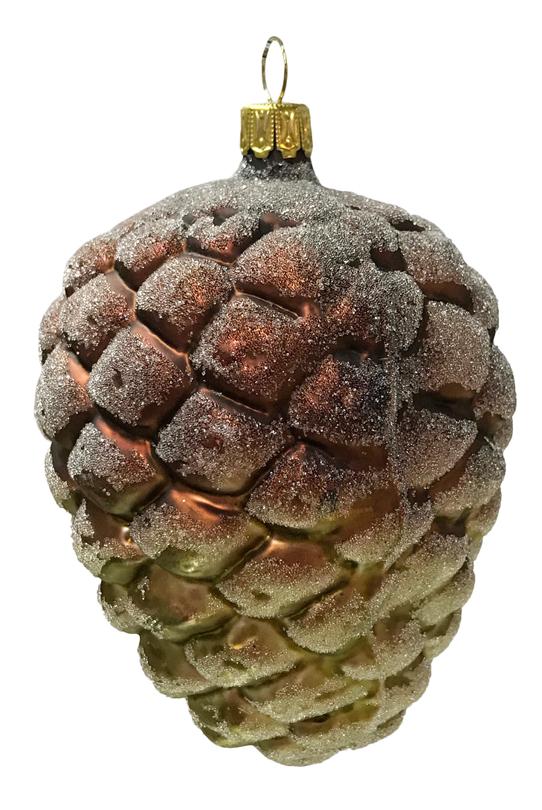 Large Pinecone, Green and Brown Ornament by Glas Bartholmes