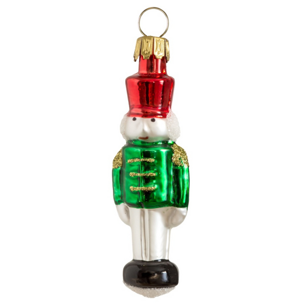 Nutcracker Ornament, small, green by Glas Bartholmes
