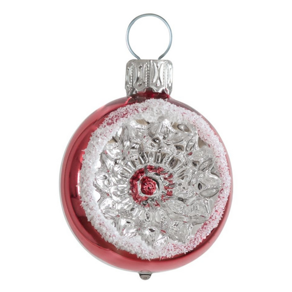 Medium Red and White Reflector Ornament by Glas Bartholmes