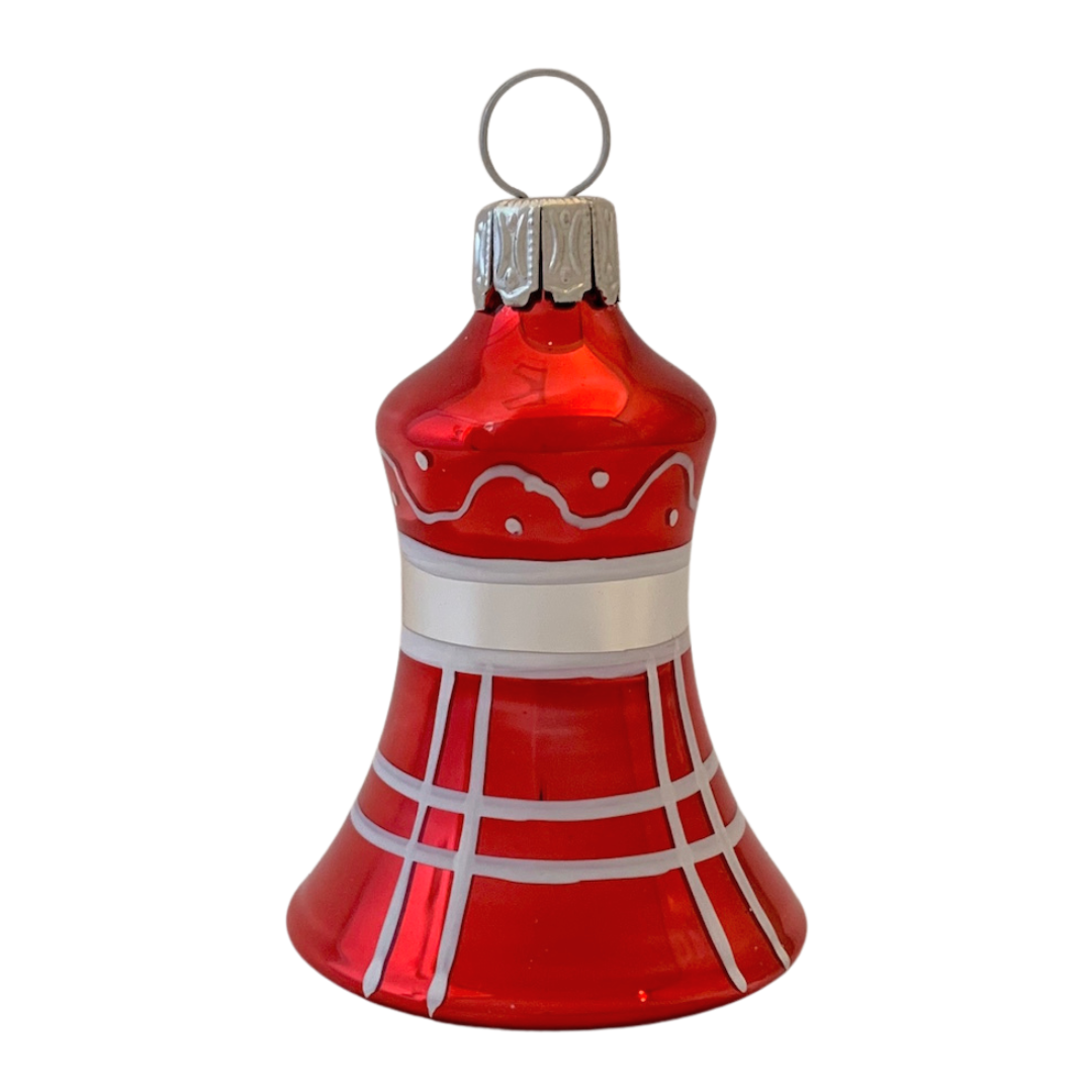 4 cm bell, red and white plaid by Glas Bartholmes