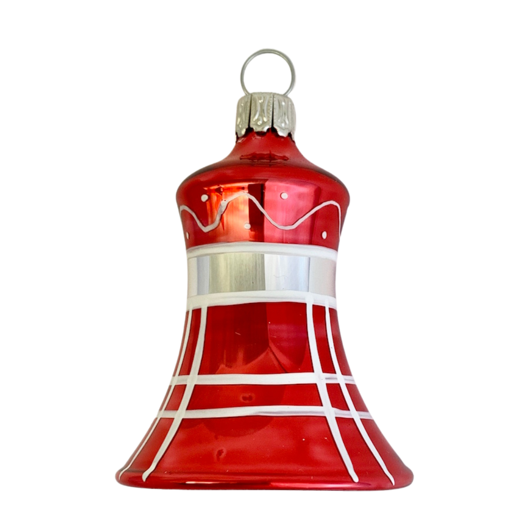 Bell, 5cm, red and white plaid by Glas Bartholmes