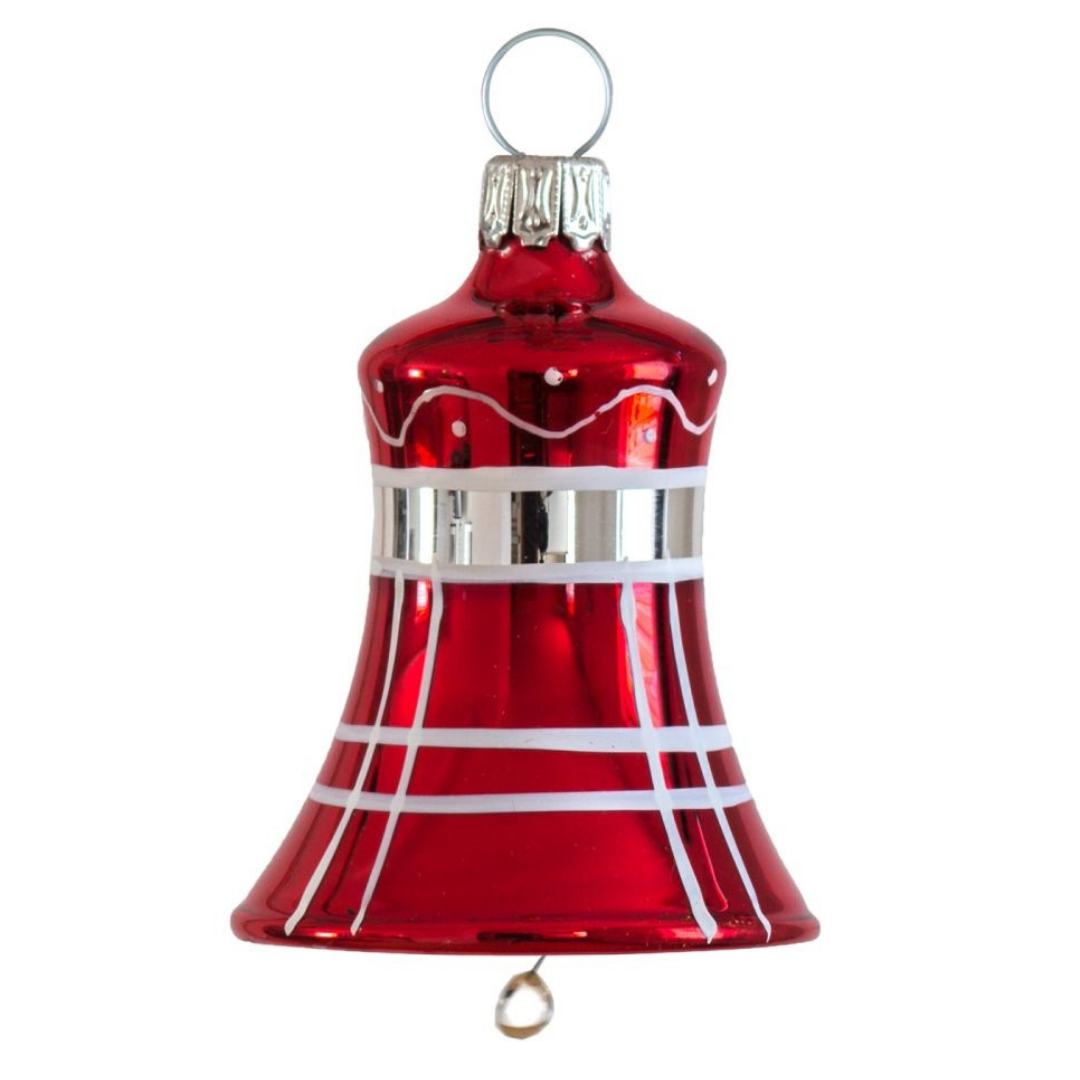 red and white Plaid Bell, Ornament by Glas Bartholmes