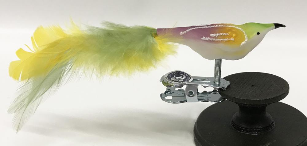 Mini Bird with feather tail, matte pastel by Glas Bartholmes