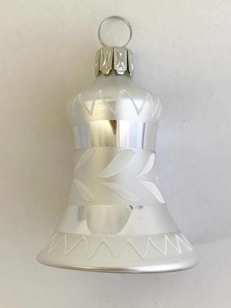 Bell, 4cm, silver and white branch by Glas Bartholmes