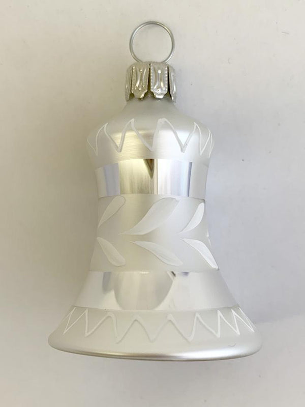 Bell, 4cm, silver and white branch by Glas Bartholmes