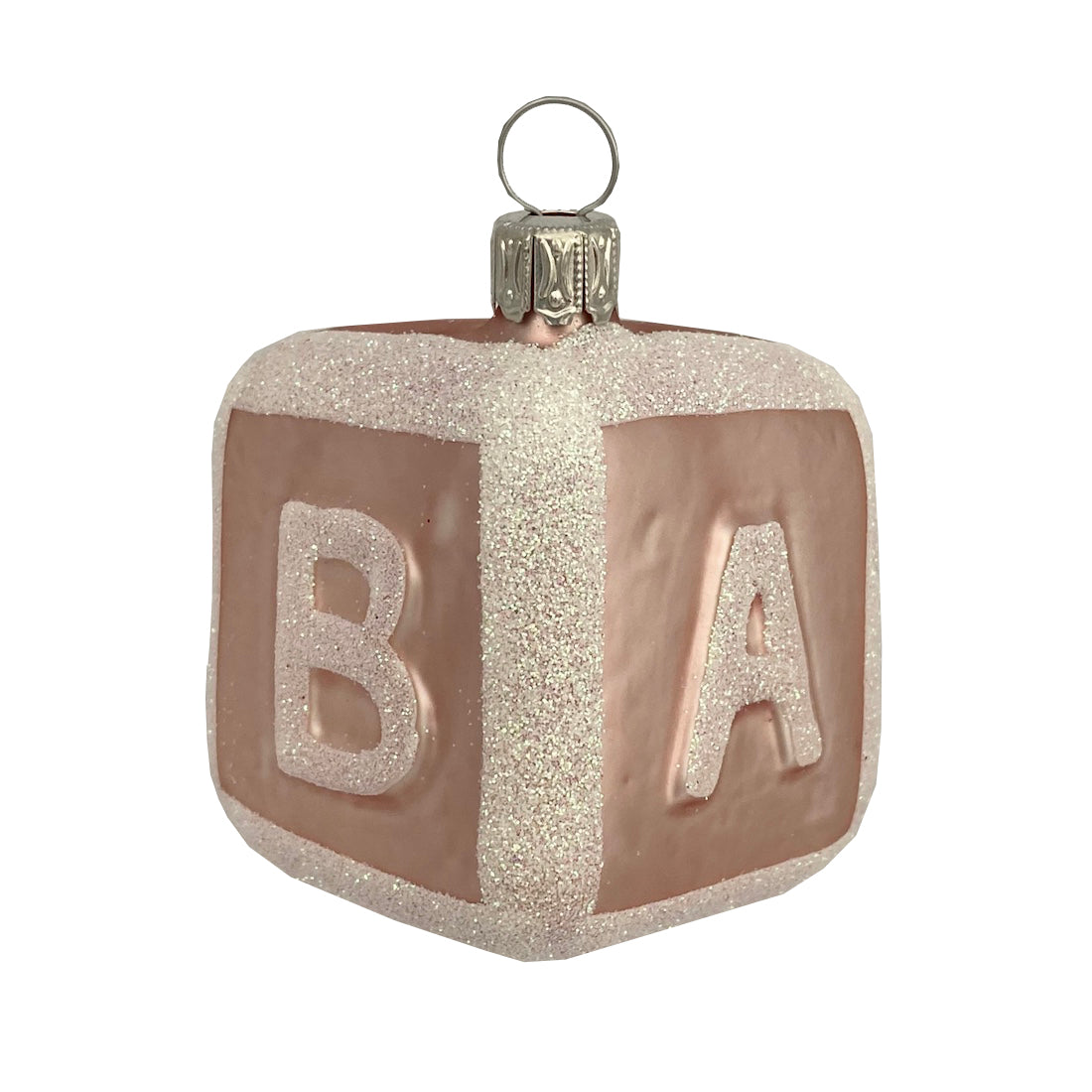 Baby Block Ornament, pink by Glas Bartholmes