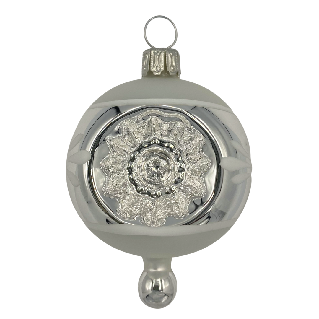 Double Small Reflector with Holly Ornament by Glas Bartholmes