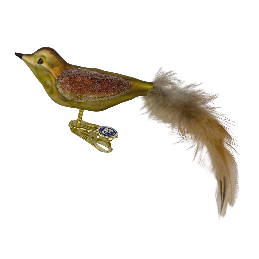Small Green and Brown Bird Ornament by Glas Bartholmes