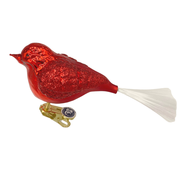 Red Dicker Bird Ornament by Glas Bartholmes