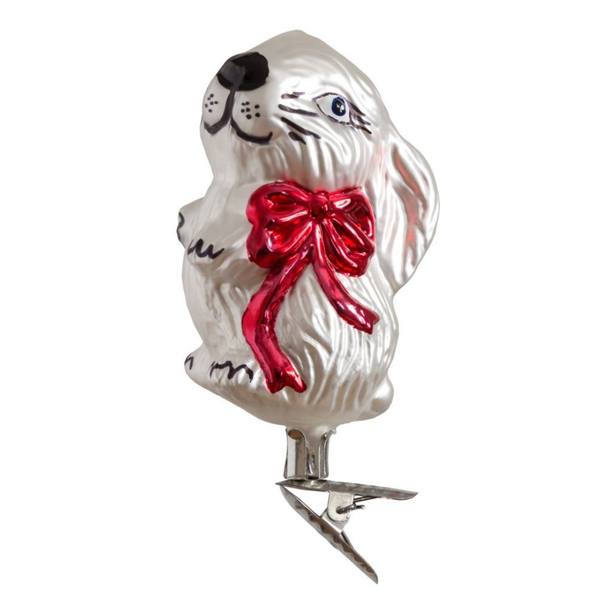White Bunny with Bow Tie Ornament by Glas-Barthomles