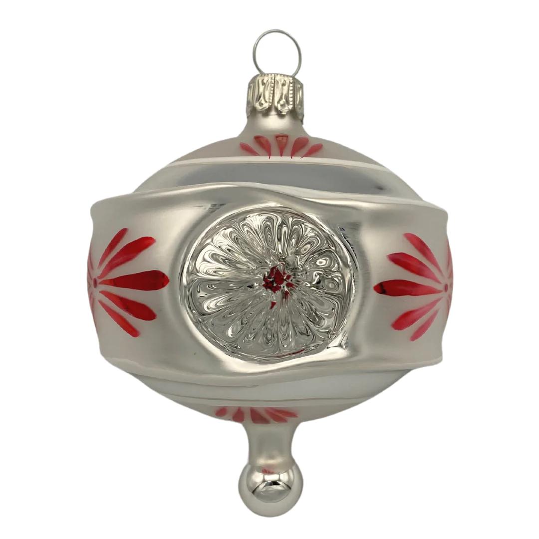 Silver Onion with 3 Reflectors and Red Leaves Ornament by Glas Bartholmes