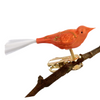 Mini Bird with spun glass tail, orange ice by Glas Bartholmes