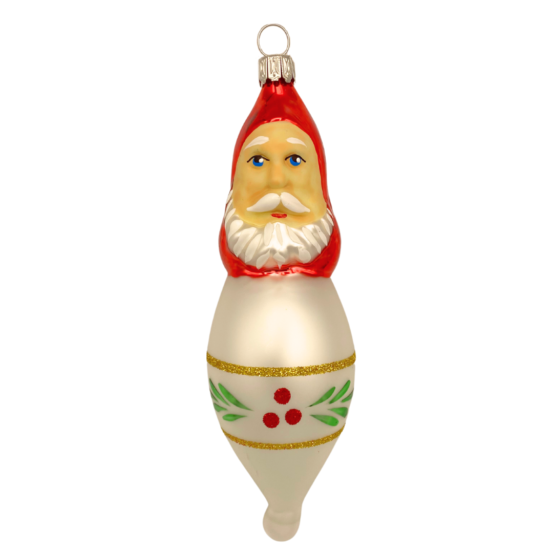 Santa Claus Head on red Olive Ornament by Glas Bartholmes