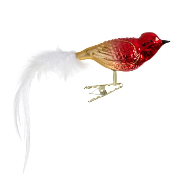 Red and Gold Ombre Bird ornament by Glas Bartholmes