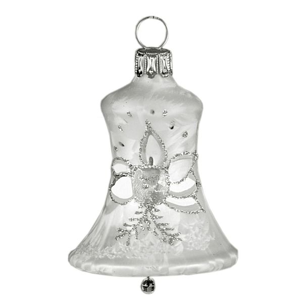 Ice White Bell with Candle Decoration Ornament by Glas Bartholmes