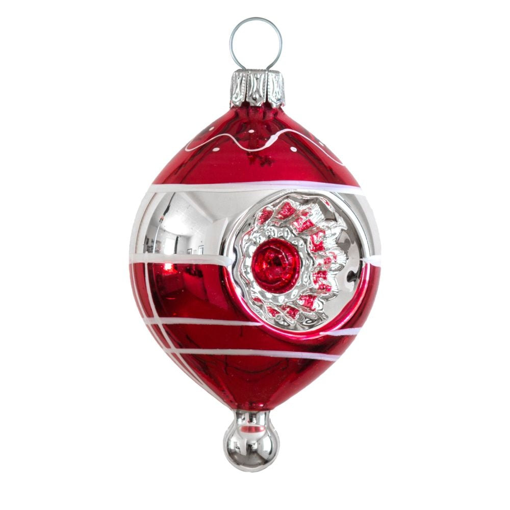 Small Red and Silver Plaid Reflector Egg Ornament by Glas Bartholmes