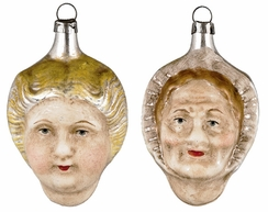 Two Sided, Young Girl and Old Lady Ornament made by Richard Mahr GmbH (Marolin)