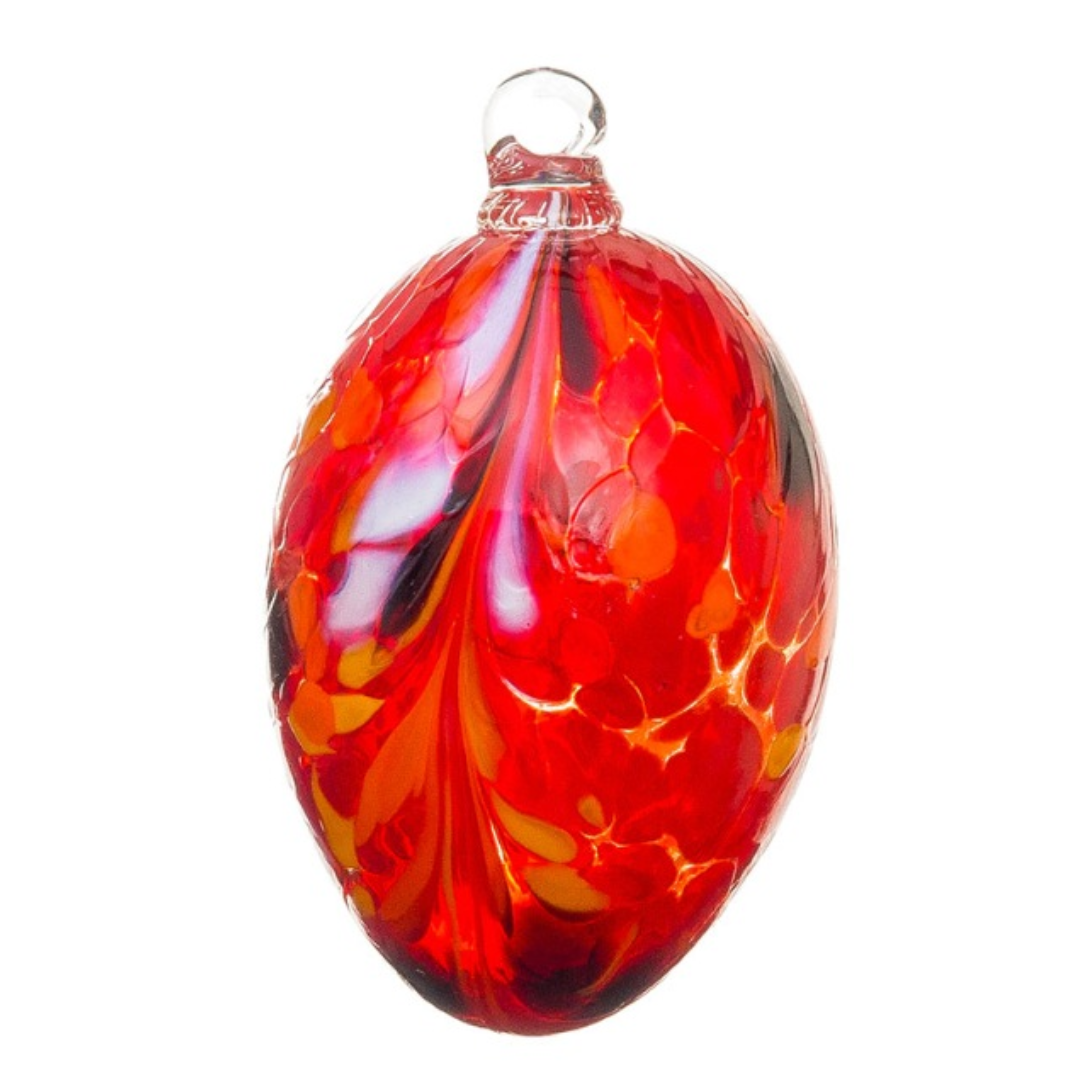 Mouthblown Glass Egg Ornament, Rubine Red by Richard Mahr GmbH