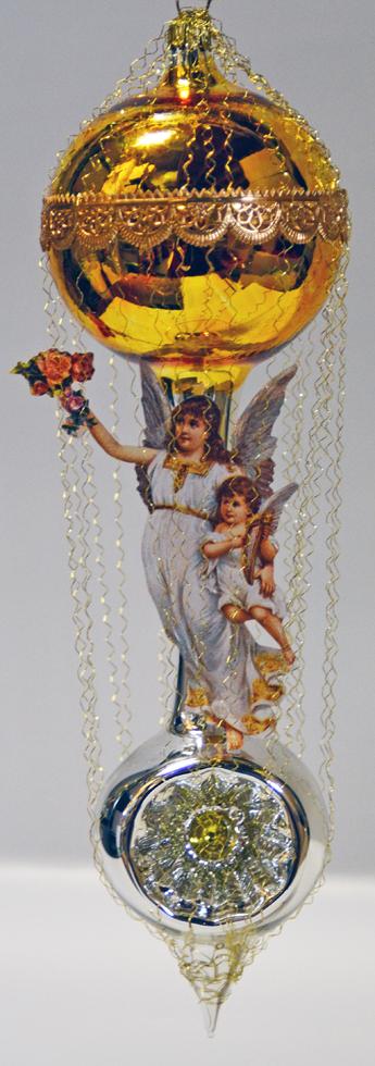 Victorian, Angel on Balloon Antique Style Ornament by Nostalgie