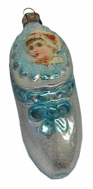 Blue Baby Shoe Antique Style Ornament by Nostalgie-Christbaumschmuck UG
