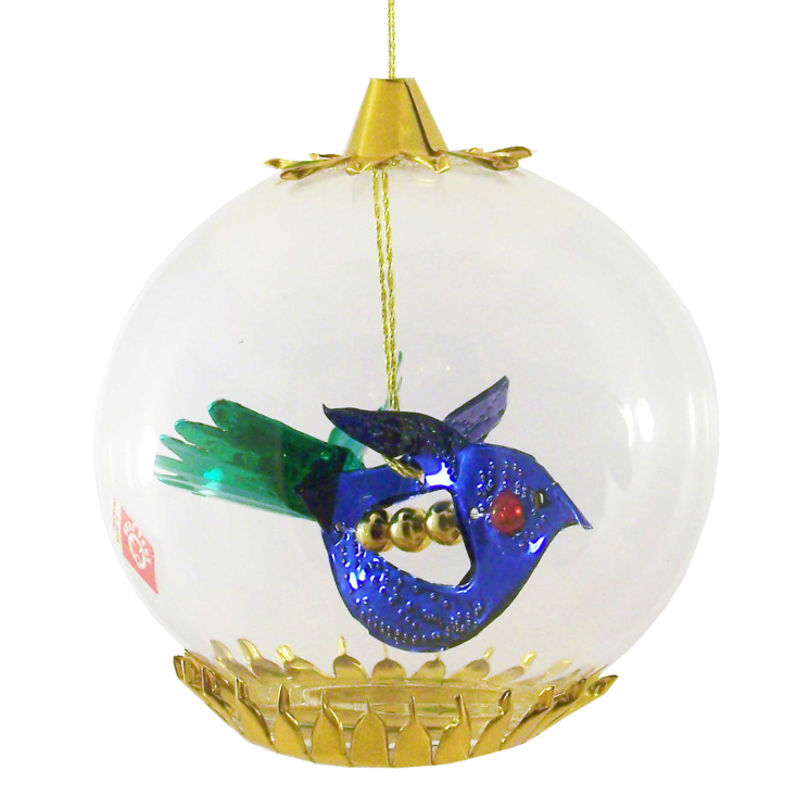Blue Bird with Green Tail Ornament by Resl Lenz