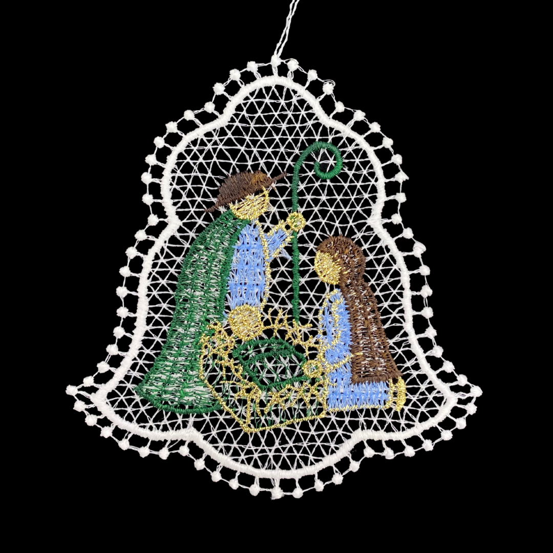Lace Bell with Color Nativity Ornament by StiVoTex Vogel