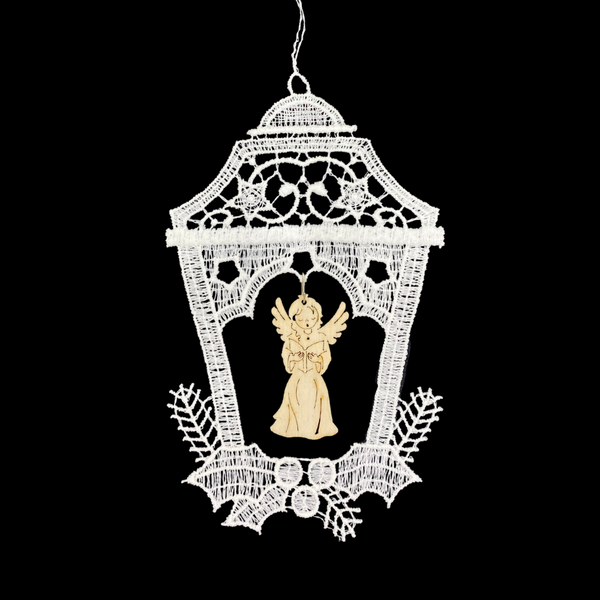 Lace Lantern with Wood Angel and Book Ornament by StiVoTex Vogel
