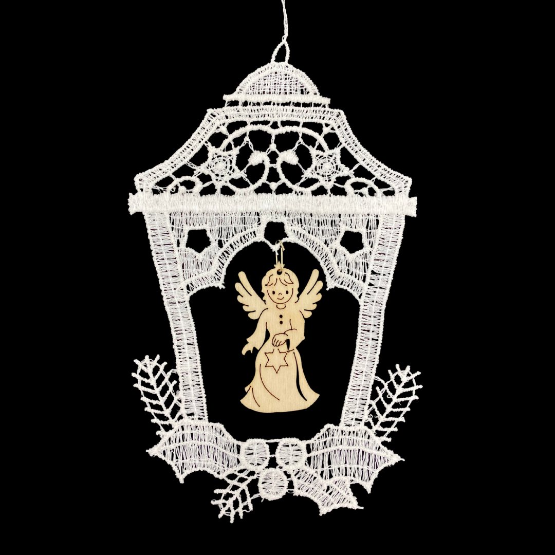 Lace Lantern with Wood Angel and Star Ornament by StiVoTex Vogel