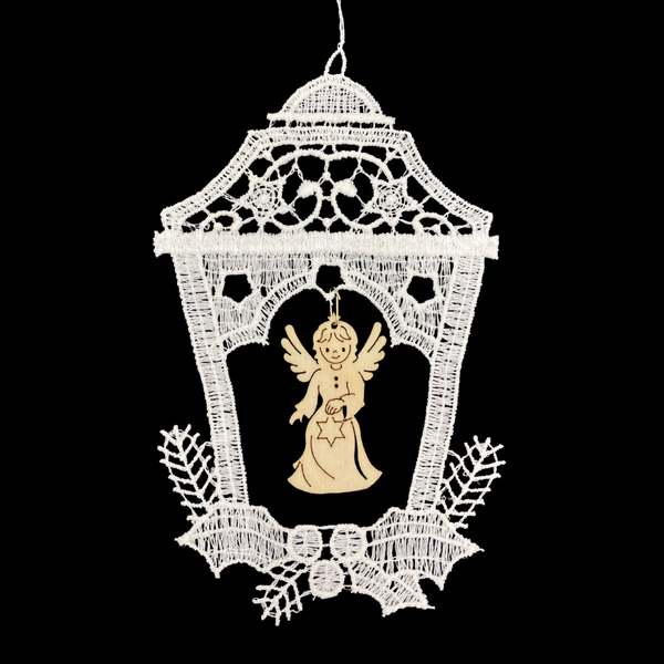 Lace Lantern with Wood Angel and Star Ornament by StiVoTex Vogel