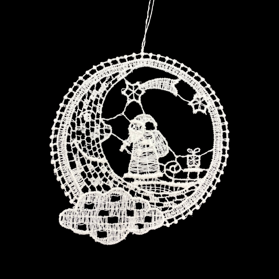 Lace Moon with Santa Ornament by StiVoTex Vogel